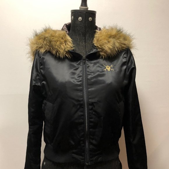 Stussy Jackets & Blazers - Stussy Girls Satin Coyote Bomber (New) Black Sz M